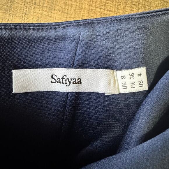 Safiyaa One Shoulder Blue Satin Gown Dress Size 4 Formal Gala Glam Elegant - Picture 8 of 10